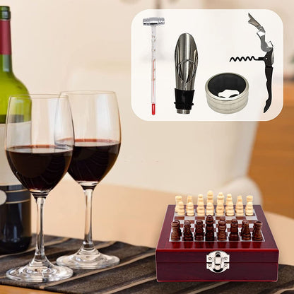 Set de Accesorios de Vino y Ajedrez con Guía de Maridaje Perfecto: El Regalo Original para Hombre