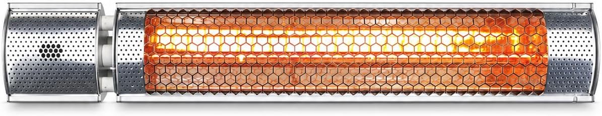 VONALA TERRAL L2000 Calefactor Infrarrojo de Pared para Terrazas, 1000/2000 W, Onda Corta, Mando a Distancia, IPX5, Anclajes Incluidos