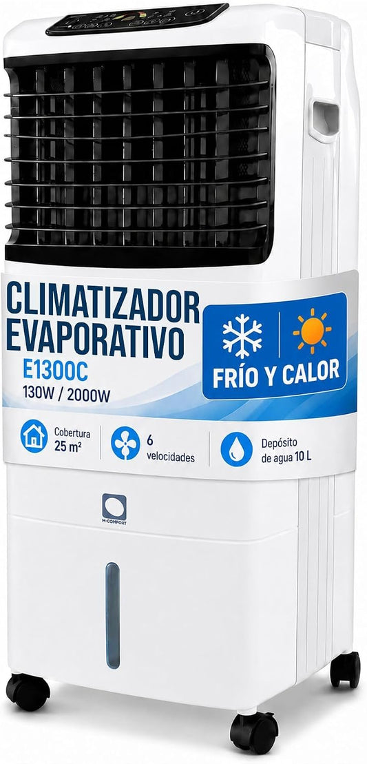 Climatizador Evaporativo VONALA E1300C – Enfriador de Aire y Calefactor 2 en 1 con Ionizador, Depósito 10L, 6 Velocidades, Mando a Distancia, Modo Calor y Frio