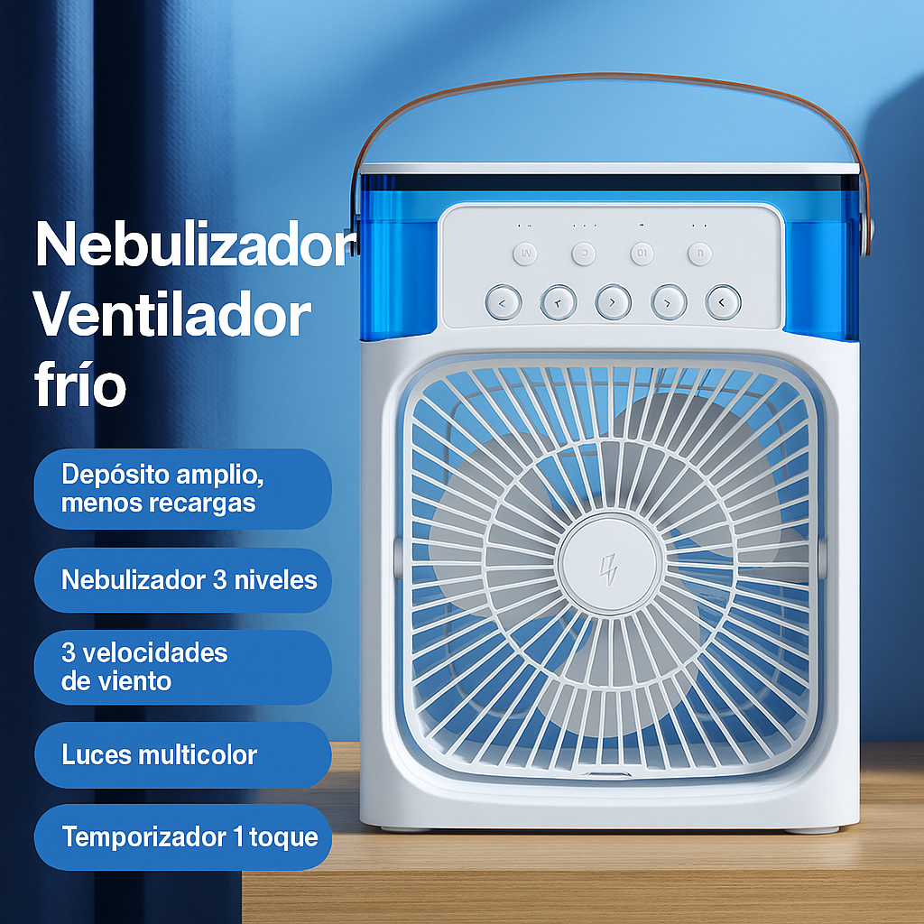 Ventilador de Escritorio con Nebulizador y Temporizador Cubemist