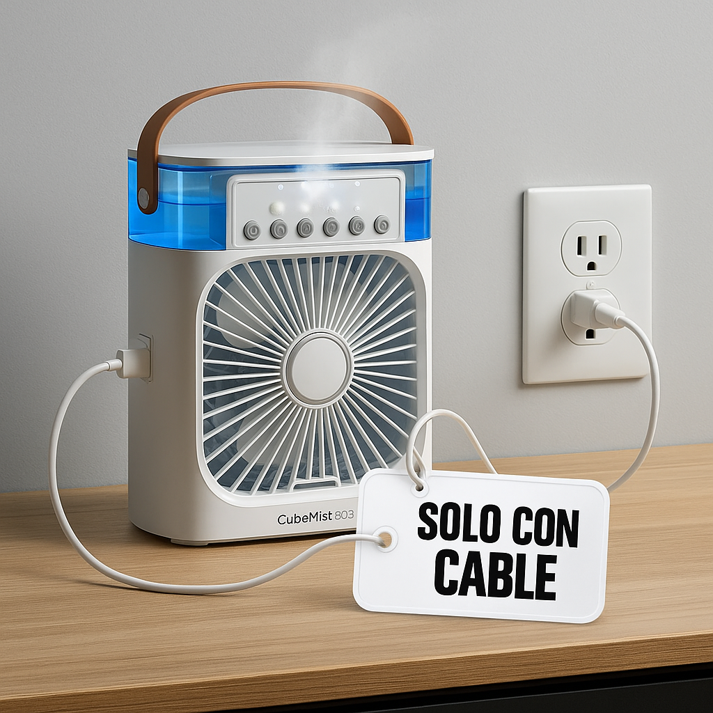 Ventilador de Escritorio con Nebulizador y Temporizador Cubemist