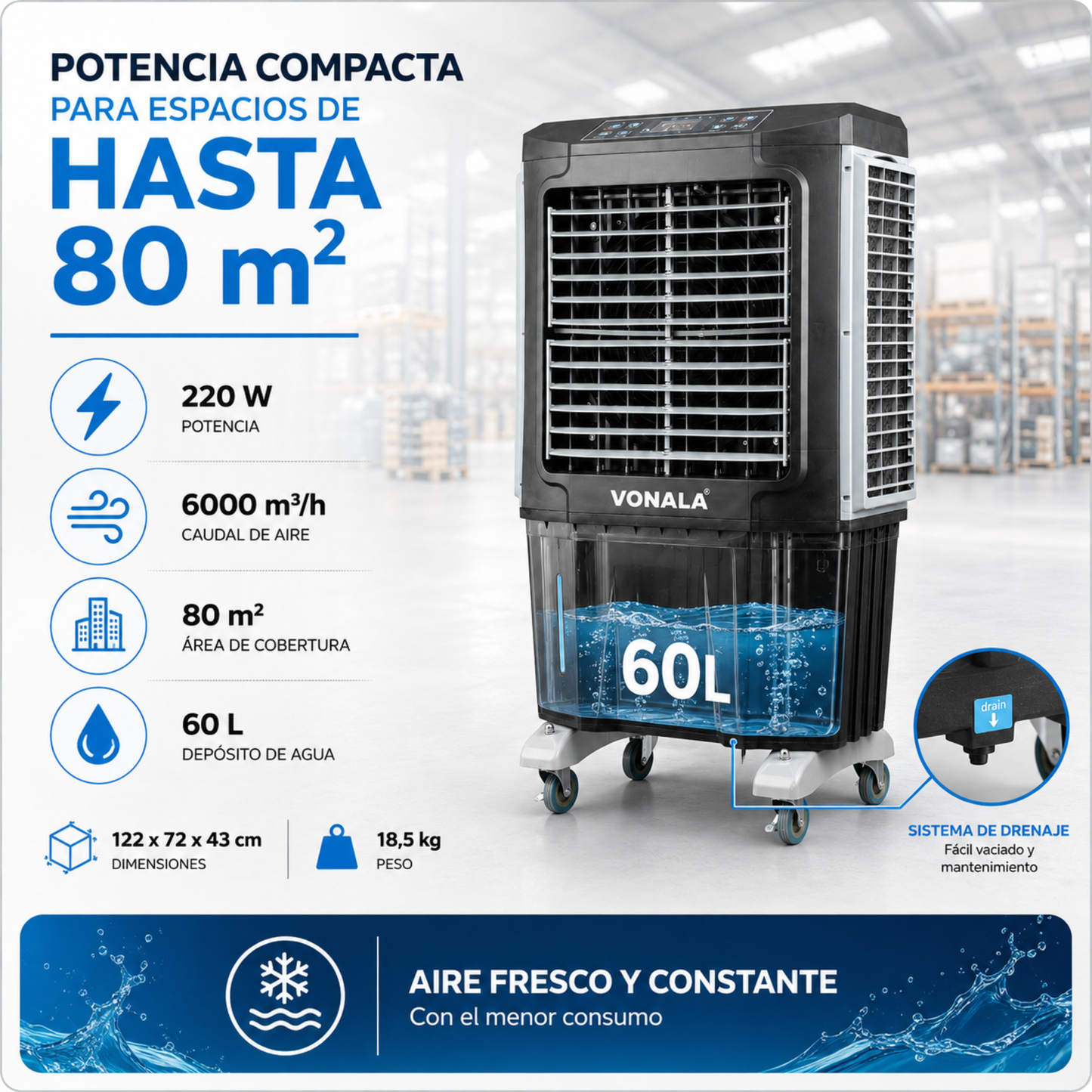 Climatizador Evaporativo Industrial VONALA BLACKOOL6
