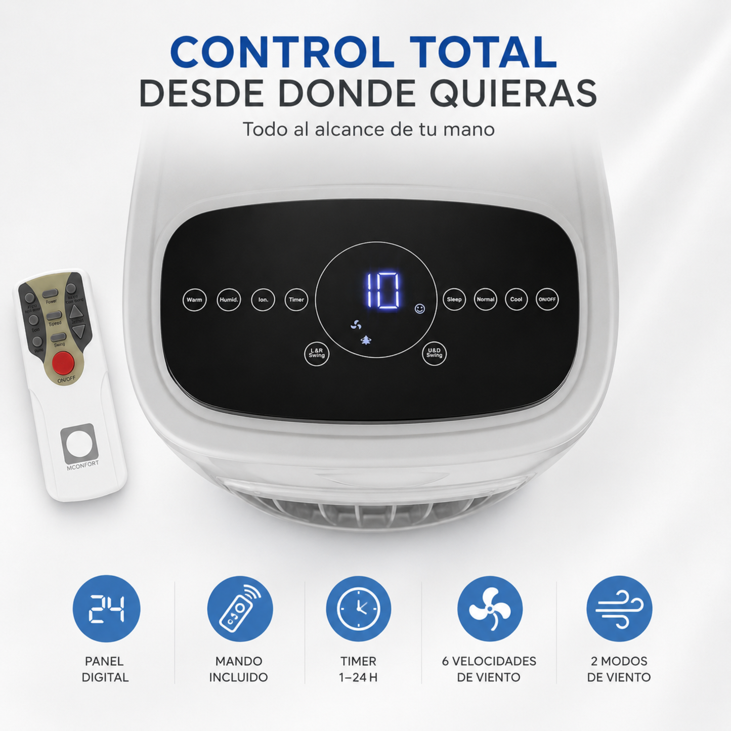 Vonala Climatizador Evaporativo con Calefacción E1100C – Enfriador de Aire Portátil 3 en 1