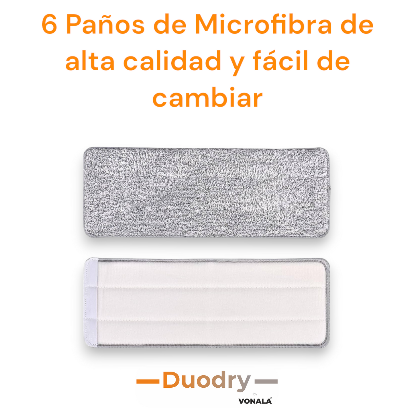 Pack 6 Recambios de microfibra para mopa rectangular de 40x12cm - Ideal Mopa Duodry