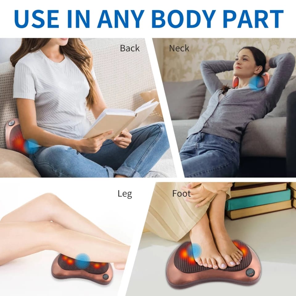 Betterware de Vonala - Almohada de Masaje para Espalda con Calor, Ocho Cabezas de Masaje, Portátil y Recargable, Ideal para el Hogar y la Oficina