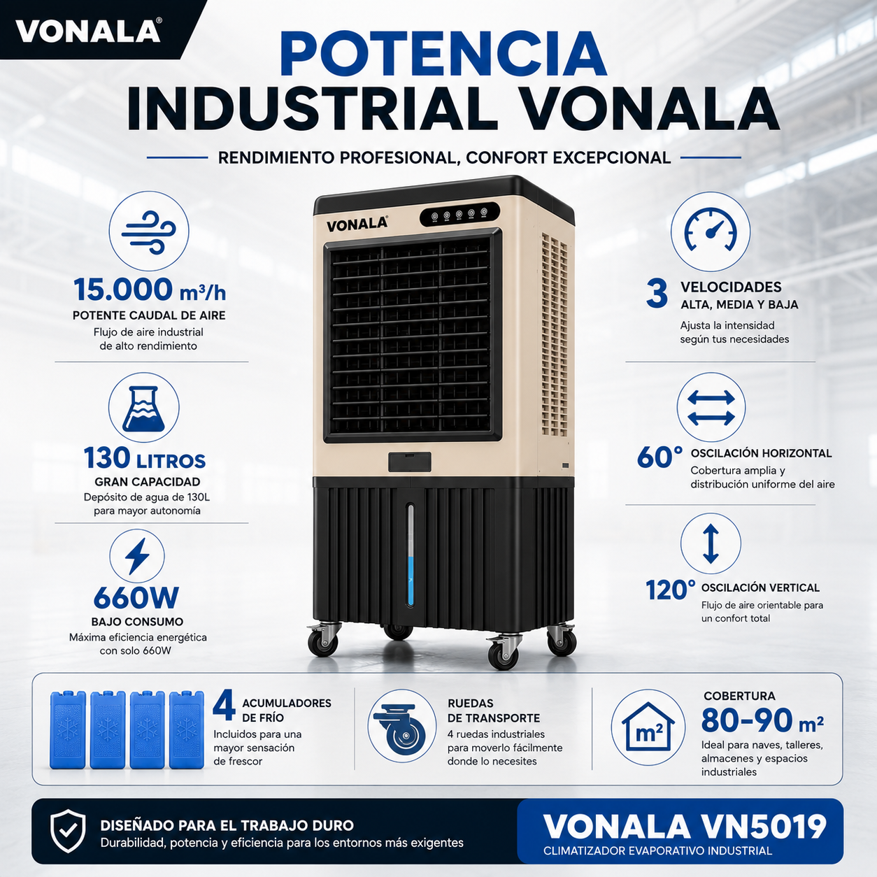 VONALA ARCTIC130 Climatizador Evaporativo Industrial