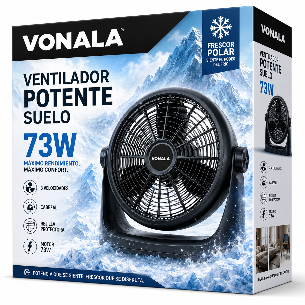 VONALA Ventilador de Suelo Potente para Hogar, Oficina y Espacios Amplios