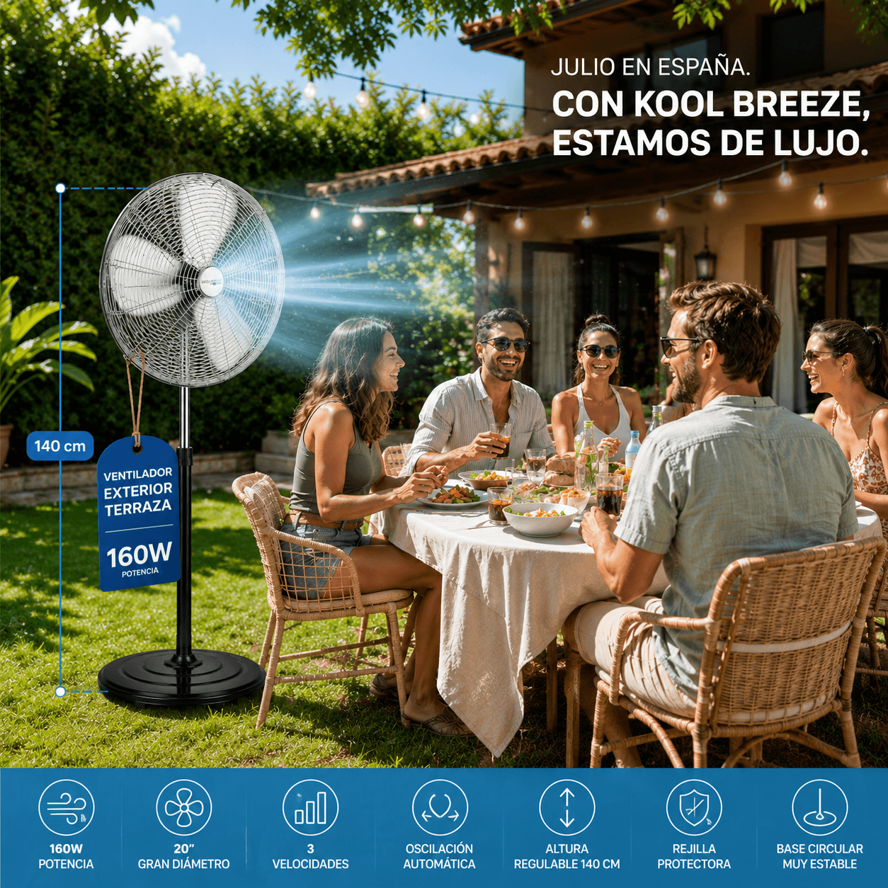 Ventilador Industrial de Pie 160W (Vonala Premium)