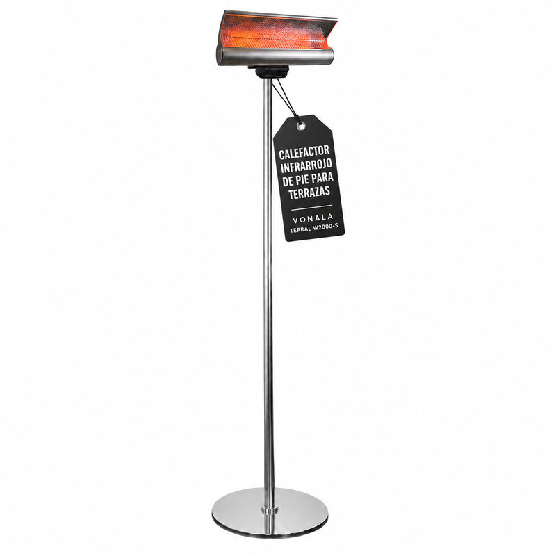 Calefactor Infrarrojo de Pie para Terrazas VONALA TERRAL W2000-S, 2000 W, Mando a Distancia, IPX5, Base Incluida